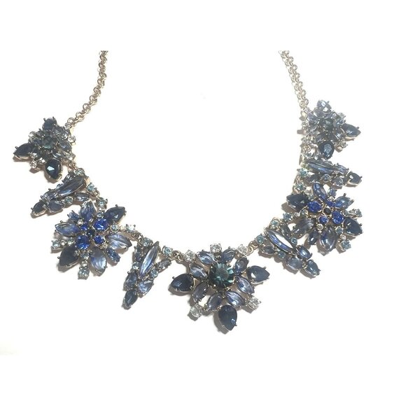 Kate Spade Necklace Snowy Nights Blue Crystal Floral Cluster Rose Gold Tone - Picture 4 of 8